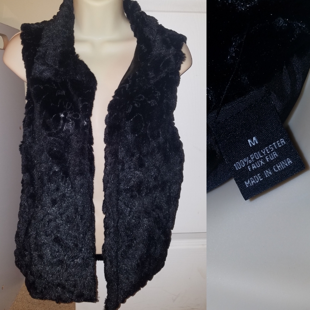 Black Fur Leather Vest